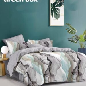 270.Poly-cotton premium bedsheet – Serene Marble Wave Design Luxury Bedding for Modern Bedrooms in premium green box.